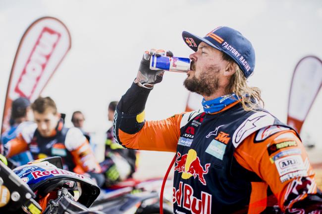 Toby Price (AUS) of Red Bull KTM Factory Team at the end of stage 11 of Rally Dakar 2020 from Shubaytah to Harad, Saudi Arabia on January 16, 2020.